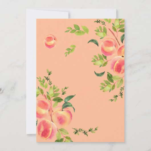 甘い小さな桃が赤ちゃんシャワーを浴びる途中 招待状 (裏面)