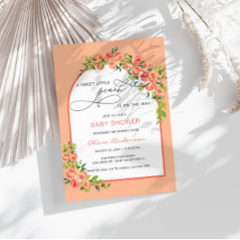 甘い小さな桃が赤ちゃんシャワーを浴びる途中 招待状