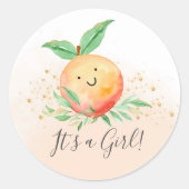 甘い小さな桃それが女の子の好意シール ラウンドシール (正面)
