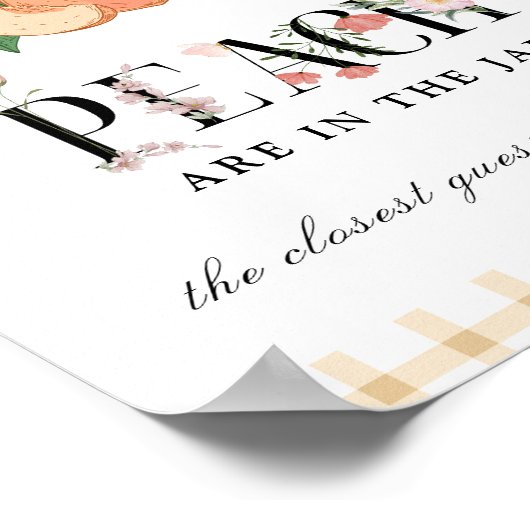 甘い小さな桃どのように多くのゲーム赤ちゃんシャワー ポスター (角)