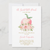 甘い小さな桃のベビーシャワー 招待状 (正面)