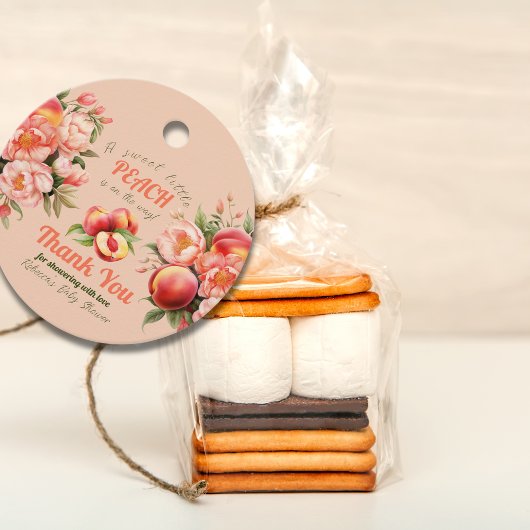 甘い小さな桃の夏のフローラ赤ちゃんシャワー フェイバータグ