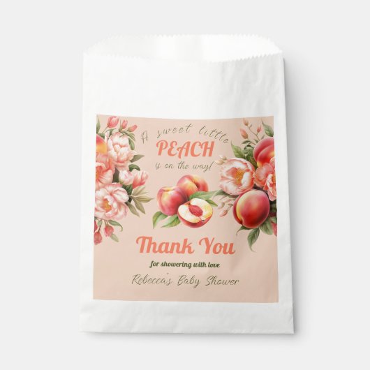甘い小さな桃の夏のフローラ赤ちゃんシャワー フェイバーバッグ (正面)