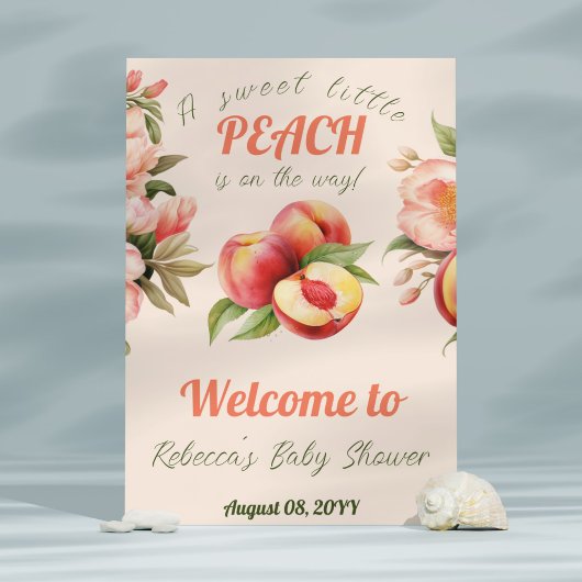 甘い小さな桃の夏のフローラ赤ちゃんシャワー ポスター