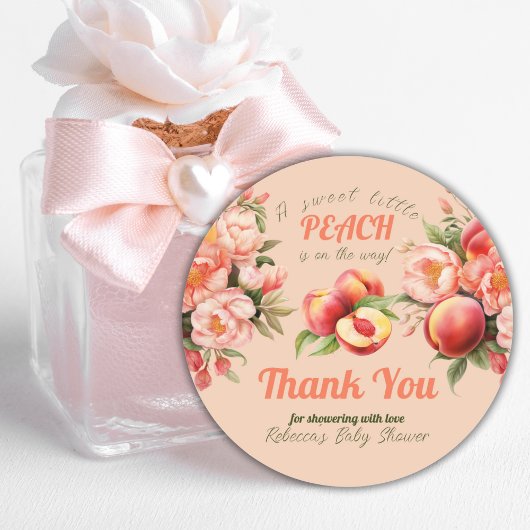 甘い小さな桃の夏のフローラ赤ちゃんシャワー ラウンドシール