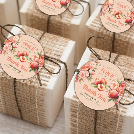 甘い小さな桃の夏のフローラ赤ちゃんシャワー ラウンドシール