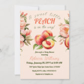 甘い小さな桃の夏のフローラ赤ちゃんシャワー 招待状 (正面)