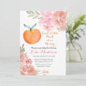 甘い小さな桃の方法の赤ちゃんシャワー招待状 招待状 (スタンド正面)