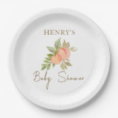 甘い小さな桃の果実の赤ちゃんシャワー ペーパープレート (正面)