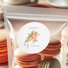 甘い小さな桃の果実の赤ちゃんシャワー ラウンドシール