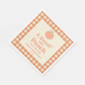 甘い小さな桃の果実ピンクのオレンジ色の赤ちゃんシャワー スタンダードランチョンナプキン (角)