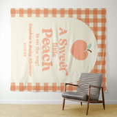 甘い小さな桃の果実ピンクのオレンジ色の赤ちゃんシャワー タペストリー (インサイチュ(横))