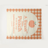 甘い小さな桃の果実ピンクのオレンジ色の赤ちゃんシャワー タペストリー (正面(横))