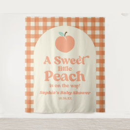 甘い小さな桃の果実ピンクのオレンジ色の赤ちゃんシャワー タペストリー