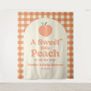 甘い小さな桃の果実ピンクのオレンジ色の赤ちゃんシャワー タペストリー