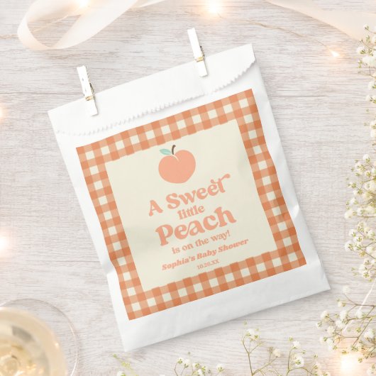 甘い小さな桃の果実ピンクのオレンジ色の赤ちゃんシャワー フェイバーバッグ (クリップ留めされた状態)