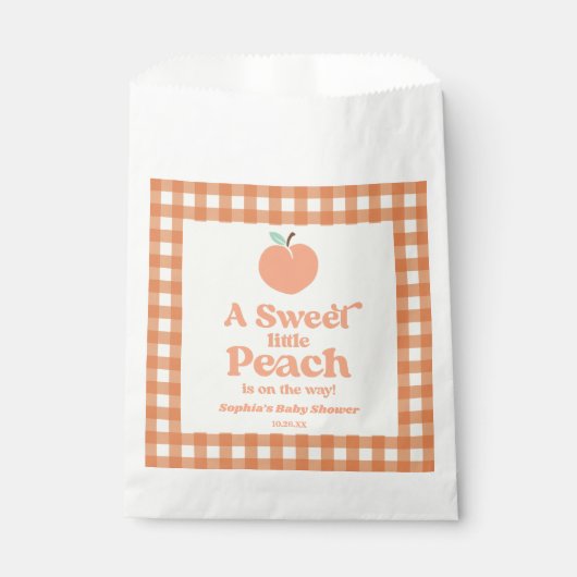 甘い小さな桃の果実ピンクのオレンジ色の赤ちゃんシャワー フェイバーバッグ (正面)
