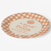 甘い小さな桃の果実ピンクのオレンジ色の赤ちゃんシャワー ペーパープレート (アングル)