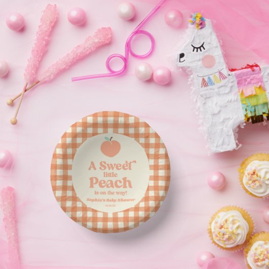 甘い小さな桃の果実ピンクのオレンジ色の赤ちゃんシャワー ペーパーボウル (パーティー)