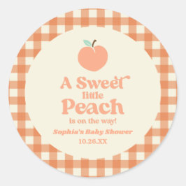 甘い小さな桃の果実ピンクのオレンジ色の赤ちゃんシャワー ラウンドシール