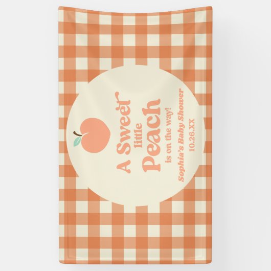 甘い小さな桃の果実ピンクのオレンジ色の赤ちゃんシャワー 横断幕 (縦)