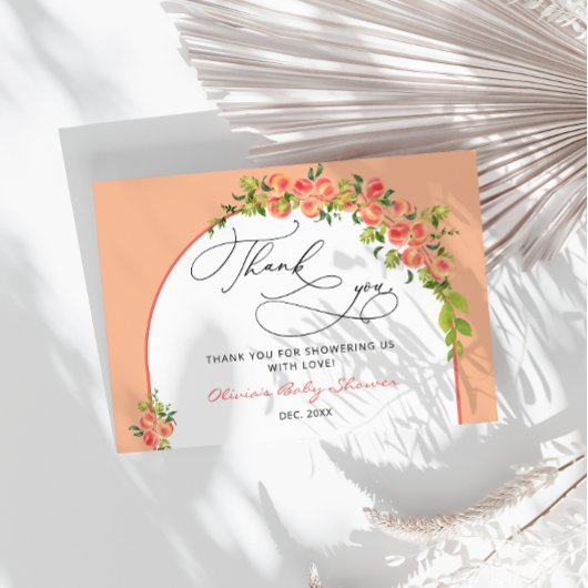 甘い小さな桃の赤ちゃんシャワーありがとう カード