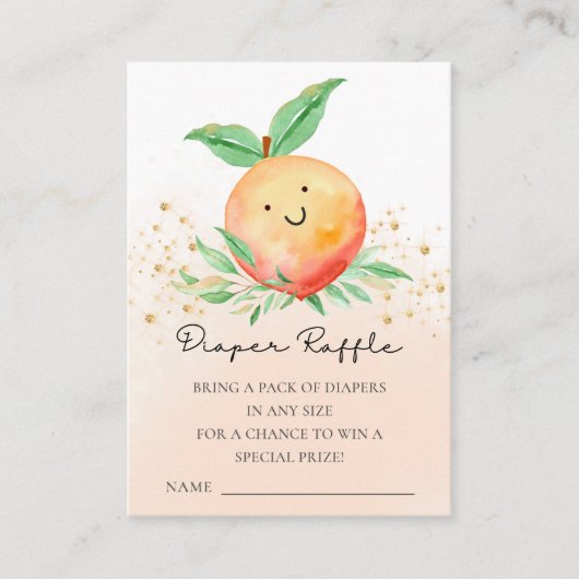 甘い小さな桃の赤ちゃんシャワーおむつラッフルエンクロ エンクロージャーカード (正面)