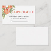 甘い小さな桃の赤ちゃんシャワーおむつラッフル エンクロージャーカード (正面/裏面)