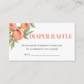 甘い小さな桃の赤ちゃんシャワーおむつラッフル エンクロージャーカード (正面)