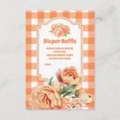 甘い小さな桃の赤ちゃんシャワーおむつラッフル エンクロージャーカード (正面)