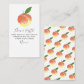 甘い小さな桃の赤ちゃんシャワーおむつラッフル エンクロージャーカード (正面/裏面)