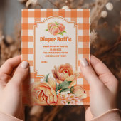 甘い小さな桃の赤ちゃんシャワーおむつラッフル エンクロージャーカード