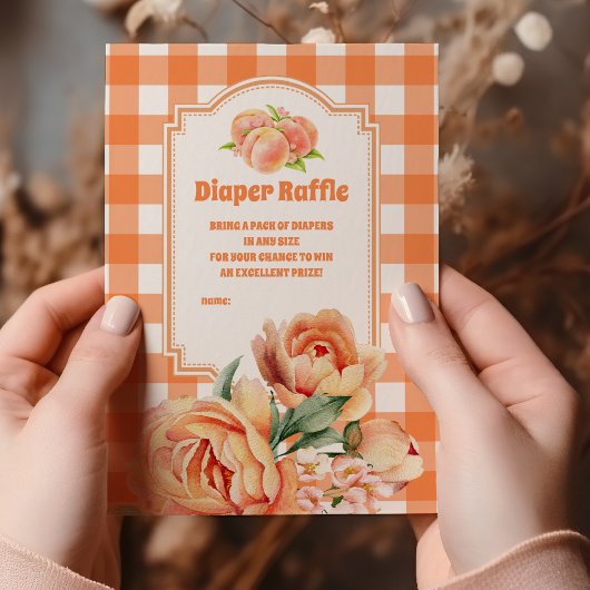 甘い小さな桃の赤ちゃんシャワーおむつラッフル エンクロージャーカード