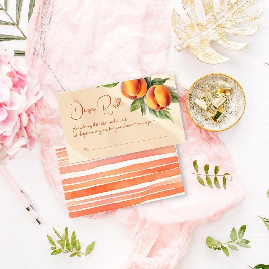 甘い小さな桃の赤ちゃんシャワーおむつラッフル エンクロージャーカード