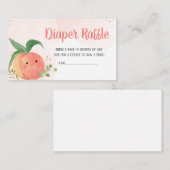甘い小さな桃の赤ちゃんシャワーおむつラッフル エンクロージャーカード (正面/裏面)