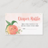 甘い小さな桃の赤ちゃんシャワーおむつラッフル エンクロージャーカード (正面)