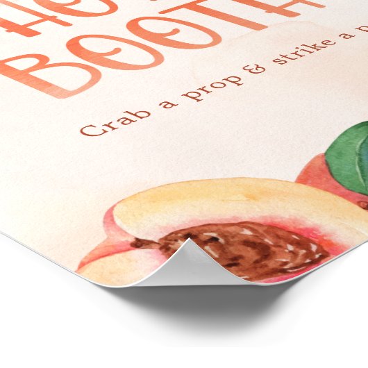 甘い小さな桃の赤ちゃんシャワーのサイン写真ブース ポスター (角)