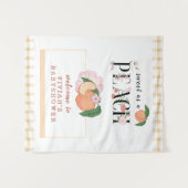 甘い小さな桃の赤ちゃんシャワーへようこそ タペストリー (正面(横))