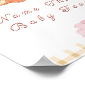 甘い小さな桃の赤ちゃんシャワーゲームサイン ポスター (角)