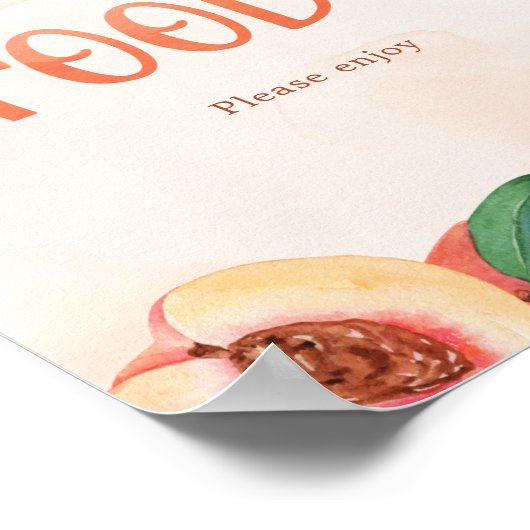 甘い小さな桃の赤ちゃんシャワーサイン食品 ポスター (角)