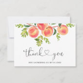 甘い小さな桃の赤ちゃんシャワーサンキューカード カード (正面)