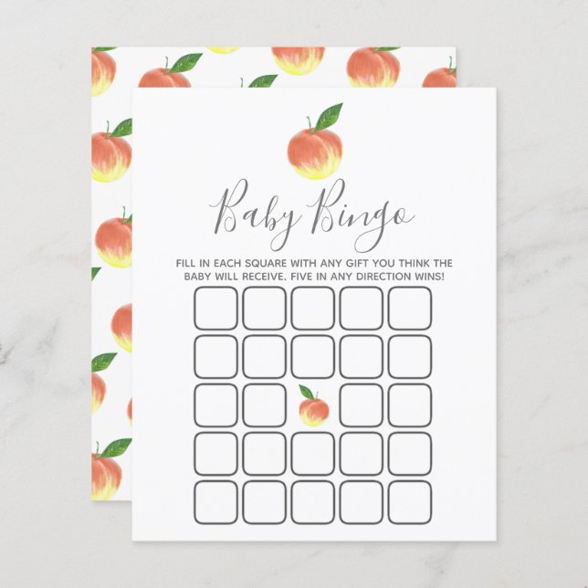 甘い小さな桃の赤ちゃんシャワービンゴ (正面/裏面)