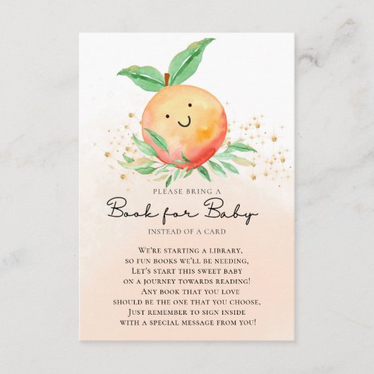 甘い小さな桃の赤ちゃんシャワーベビーカード エンクロージャーカード (正面)