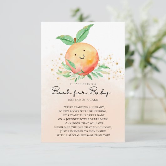 甘い小さな桃の赤ちゃんシャワーベビーカード エンクロージャーカード (スタンド正面)
