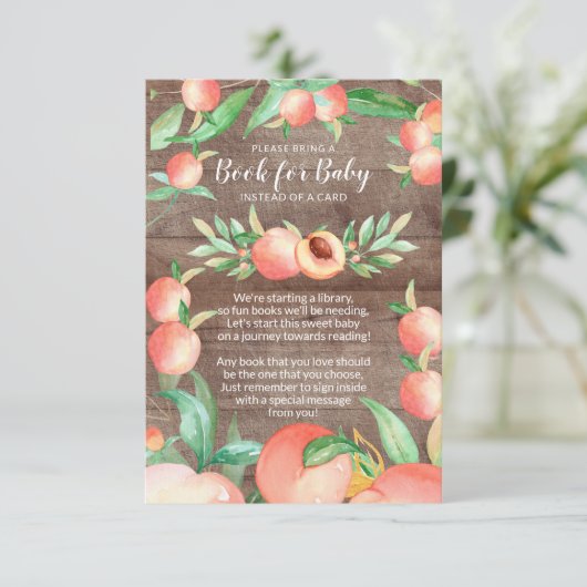 甘い小さな桃の赤ちゃんシャワーベビーカード エンクロージャーカード (スタンド正面)