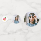 甘い小さな桃の赤ちゃんシャワー写真 コンフェッティ (裏面)