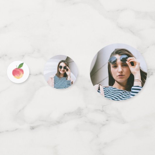 甘い小さな桃の赤ちゃんシャワー写真 コンフェッティ (裏面)