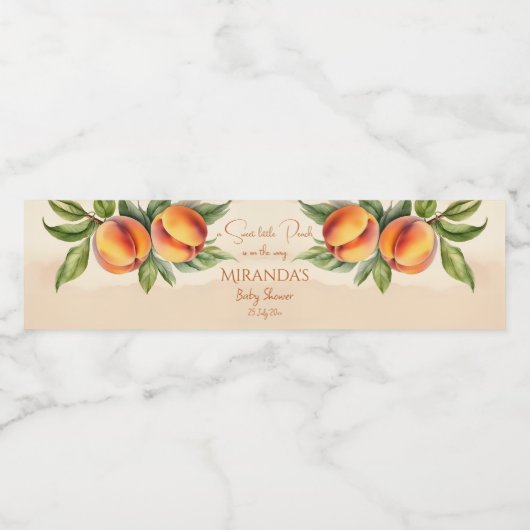 甘い小さな桃の赤ちゃんシャワー印刷テンプレート ペットボトルラベル (シングルラベル)