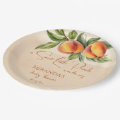 甘い小さな桃の赤ちゃんシャワー印刷テンプレート ペーパープレート (アングル)