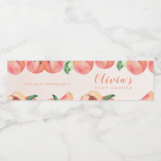 甘い小さな桃の赤ちゃんシャワー好意ウォーターボトル ペットボトルラベル (シングルラベル)